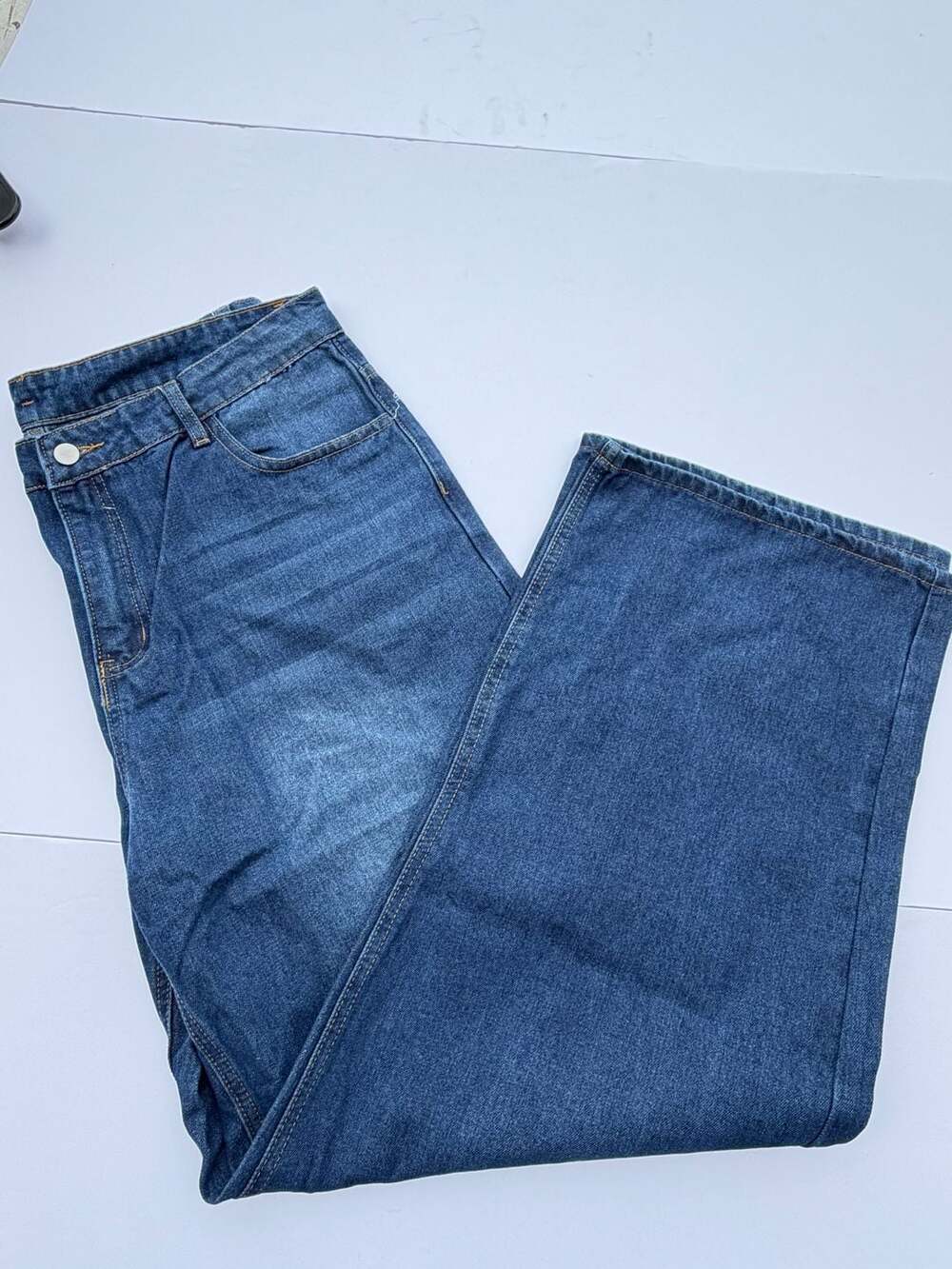 Women's High-Waisted Wide Leg Distressed Blue Denim Jeans